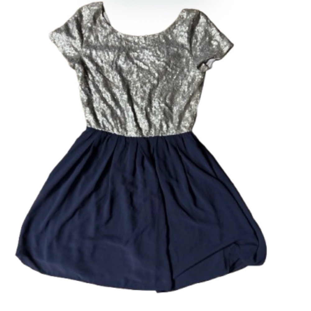 Buttons Francesca’s Silver and Blue Dress